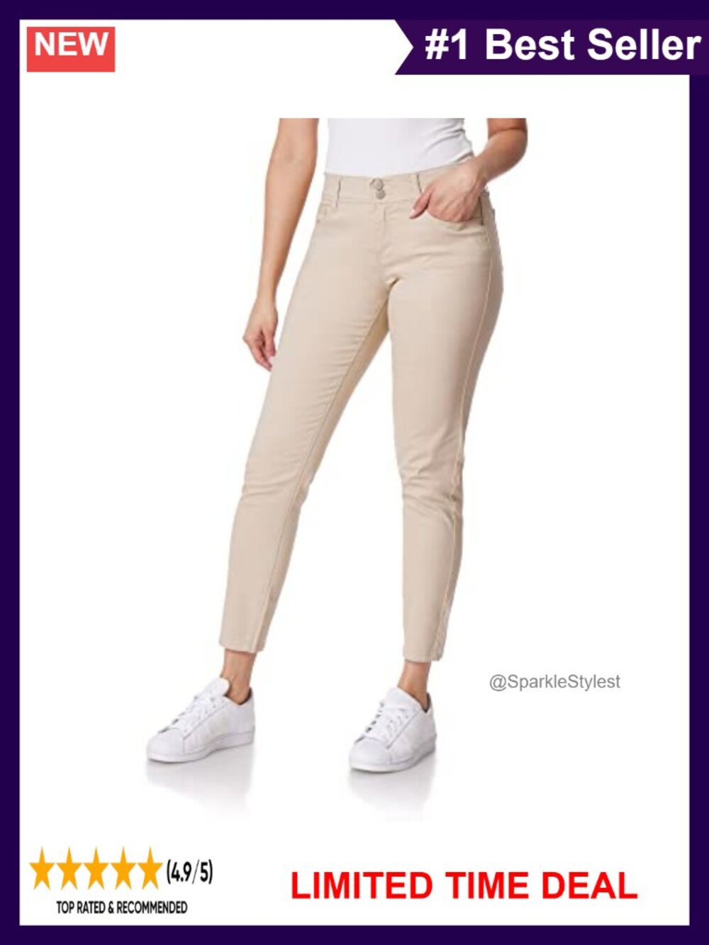 Luscious Curvy Uniform Skinny Mid-Rise Cotton Twill Pants
